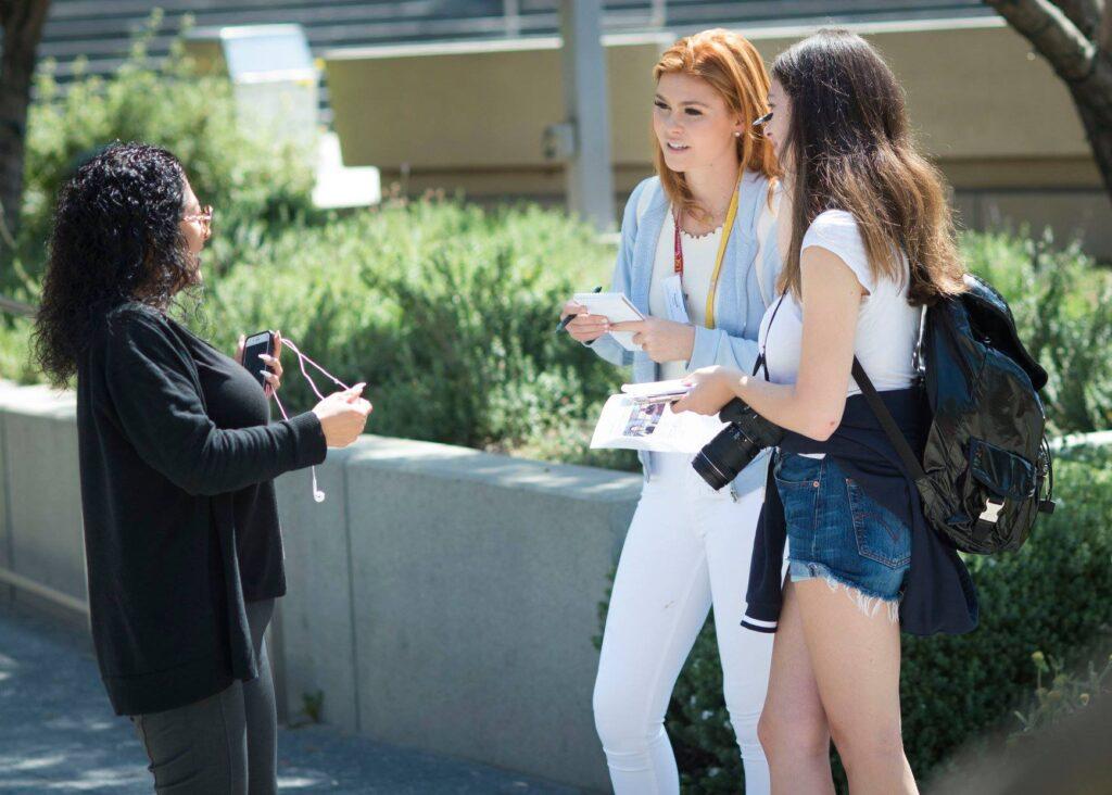 Students in USC's "Storytelling in the Digital Age" pre-college program conduct an interview for their class. Pre-college programs are one method to maximize summer break in high school.