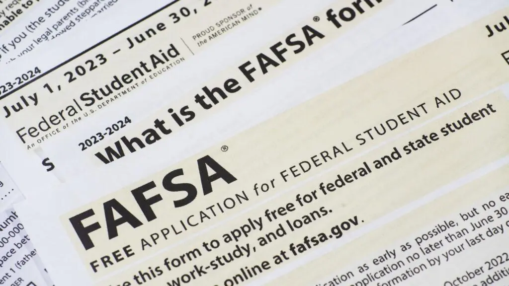 Stack of forms for FAFSA application