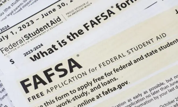 Stack of forms for FAFSA application