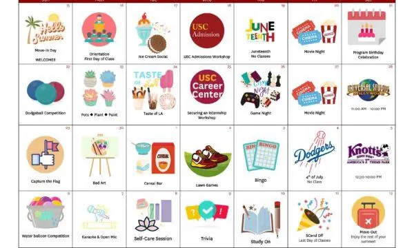 USC Summer Programs 2025 Activities Calendar
